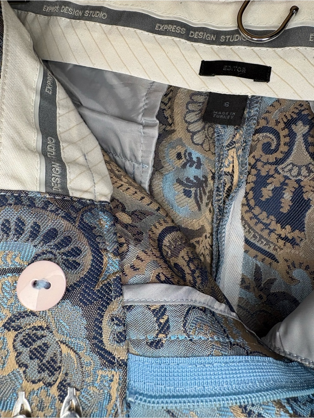 Vintage Express Design Studio "Editor" Metallic Paisley Flare Pants - Picture 6 of 8